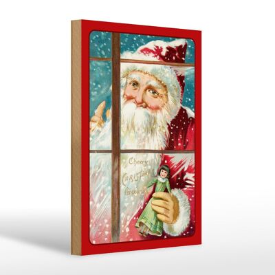 Wooden sign Santa Claus gifts Christmas 20x30cm