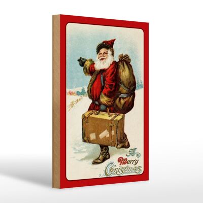 Cartello in legno Natale buon Natale neve 20x30 cm