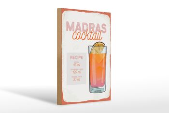Panneau en bois Recette Madras Cocktail Recette Vodka 20x30cm 1