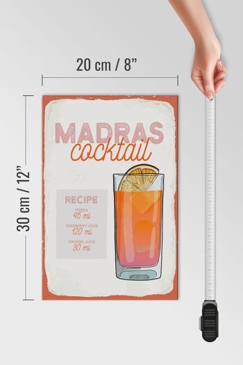 Panneau en bois Recette Madras Cocktail Recette Vodka 20x30cm 4
