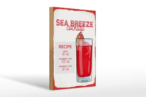 Holzschild Rezept Sea Breeze Cocktail Recipe 20x30cm