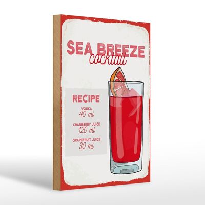 Panneau en bois Recette Sea Breeze Cocktail Recipe 20x30cm