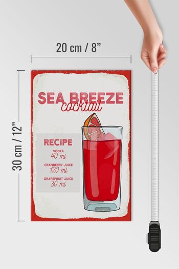 Panneau en bois Recette Sea Breeze Cocktail Recipe 20x30cm 4