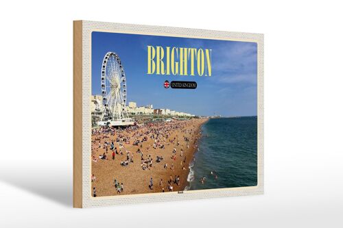 Holzschild Städte United Kingdom Brighton Beach 30x20cm