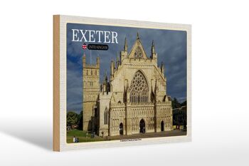 Panneau en bois villes Cathédrale d'Exeter Saint Pierre 30x20cm 1