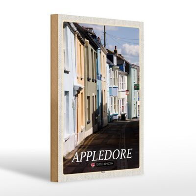Cartel de madera ciudades Inglaterra Appledore Town Street 20x30cm