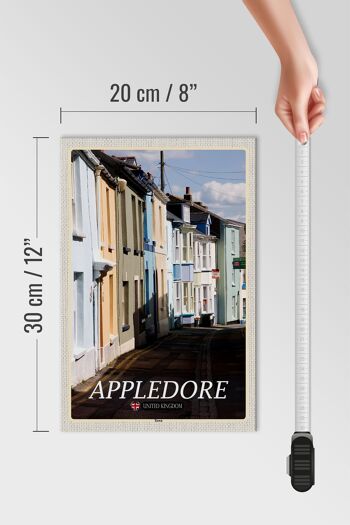 Panneau en bois villes Angleterre Appledore Town Street 20x30cm 4