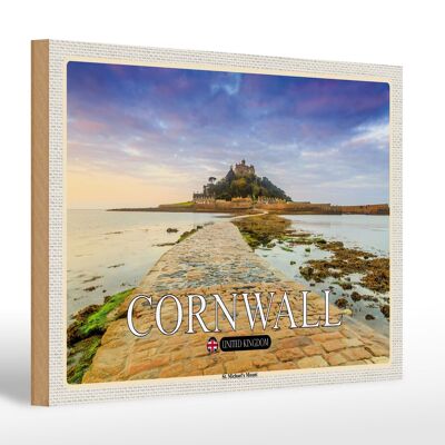 Wooden sign cities Cornwall St.Michael's Mount 30x20cm
