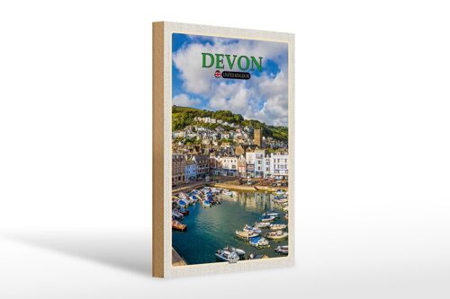 Holzschild Städte Devon United Kingdom Harbour 20x30cm