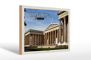 Panneau en bois villes British Museum Londres Angleterre 30x20cm 1