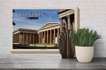 Panneau en bois villes British Museum Londres Angleterre 30x20cm 3