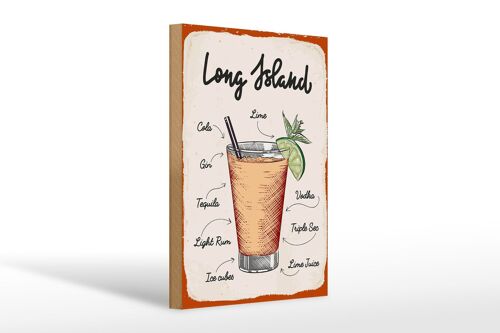 Holzschild Rezept Long Island Cocktail Recipe 20x30cm