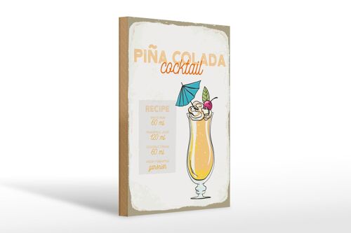 Holzschild Rezept Pina Colada Cocktail Recipe 20x30cm