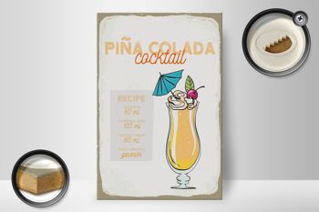 Panneau en bois recette Pina Colada Cocktail Recipe 20x30cm 2