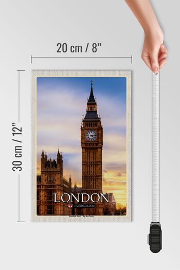 Panneau en bois villes Londres Elizabeth Tower Big Ben 20x30cm 4