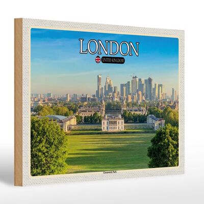 Cartello in legno città Greenwich Park Inghilterra Londra 30x20cm