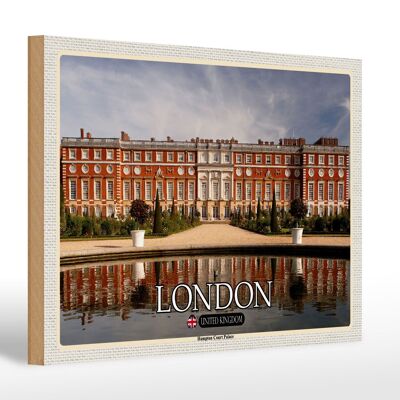 Cartel de madera ciudades Hampton Court Palace Londres 30x20cm