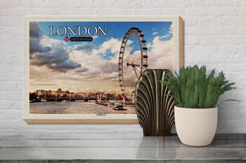 Panneau en bois villes Royaume-Uni Angleterre London Eye 30x20cm 3