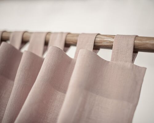 Pale Pink Linen Tab Top curtain - W140 x L274 cm