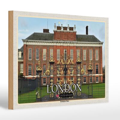 Cartel de madera ciudades Londres Inglaterra Palacio de Kensington 30x20cm