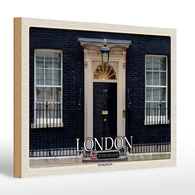 Cartello in legno città Inghilterra UK Downing Street 10 30x20cm