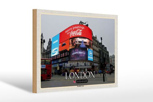 Holzschild Städte London Piccadilly Circus England 30x20cm