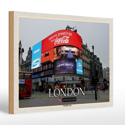 Cartel de madera ciudades Londres Piccadilly Circus Inglaterra 30x20cm