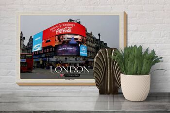 Panneau en bois villes Londres Piccadilly Circus Angleterre 30x20cm 3