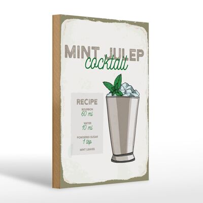 Holzschild Rezept Mint Julep Cocktail Recipe 20x30cm