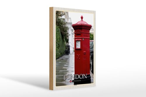 Holzschild Städte London England UK Post Box 20x30cm