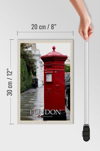 Panneau en bois Villes Londres Angleterre Royaume-Uni Boîte aux lettres 20x30cm 4