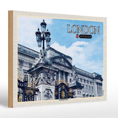 Cartello in legno città Londra Inghilterra Buckingham Palace 30x20cm