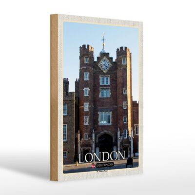 Letrero de madera ciudades London St. Palacio de James Reino Unido 20x30cm