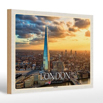 Cartel de madera ciudades The Shard Londres Inglaterra Reino Unido 30x20cm