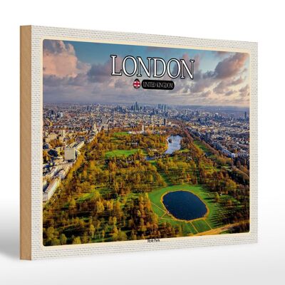 Cartel de madera ciudades Londres Inglaterra Hyde Park 30x20cm regalo