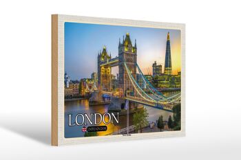 Panneau en bois villes Tower Bridge Londres Royaume-Uni Angleterre 30x20cm 1