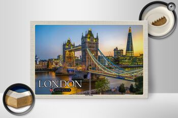 Panneau en bois villes Tower Bridge Londres Royaume-Uni Angleterre 30x20cm 2
