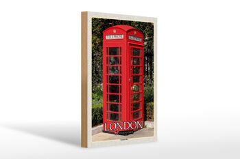 Panneau en bois villes Londres Royaume-Uni Téléphone 20x30cm 1