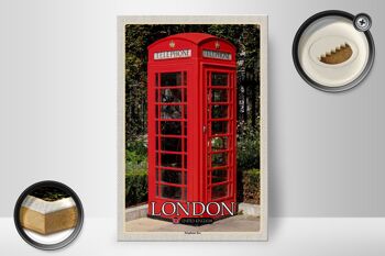 Panneau en bois villes Londres Royaume-Uni Téléphone 20x30cm 2