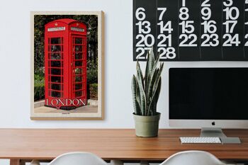Panneau en bois villes Londres Royaume-Uni Téléphone 20x30cm 3