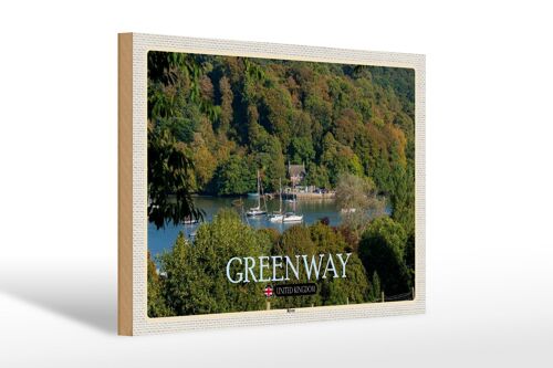 Holzschild Städte Greenway River UK England 30x20cm