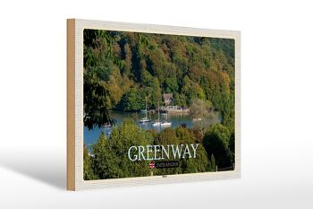 Panneau en bois villes Greenway River UK Angleterre 30x20cm 1