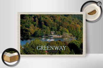 Panneau en bois villes Greenway River UK Angleterre 30x20cm 2