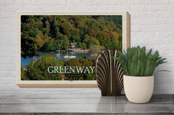 Panneau en bois villes Greenway River UK Angleterre 30x20cm 3
