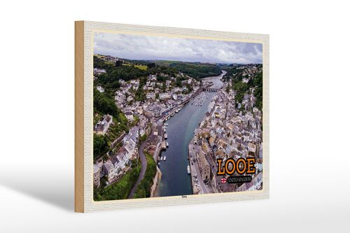 Holzschild Städte Looe Enlgand United Kingdom Town 30x20cm