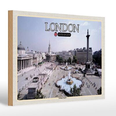 Cartel de madera ciudades Trafalgar Square Londres Reino Unido 30x20cm