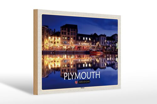 Holzschild Städte Plymouth Harbour England UK 30x20cm