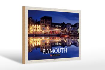 Panneau en bois villes Plymouth Harbour Angleterre Royaume-Uni 30x20cm 1