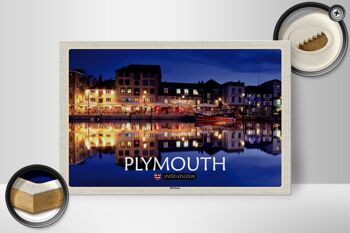 Panneau en bois villes Plymouth Harbour Angleterre Royaume-Uni 30x20cm 2