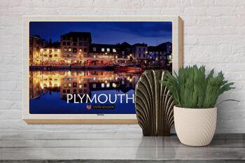 Panneau en bois villes Plymouth Harbour Angleterre Royaume-Uni 30x20cm 3